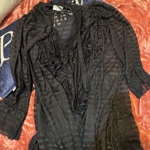 Lily of France Vintage Black Lace Detail Negligee